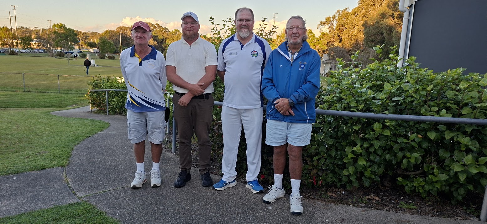 Gordon Giles, Casey De-Vene, Sidney Bates and Bob Martin — four President's Medal winners together at Caloundra.