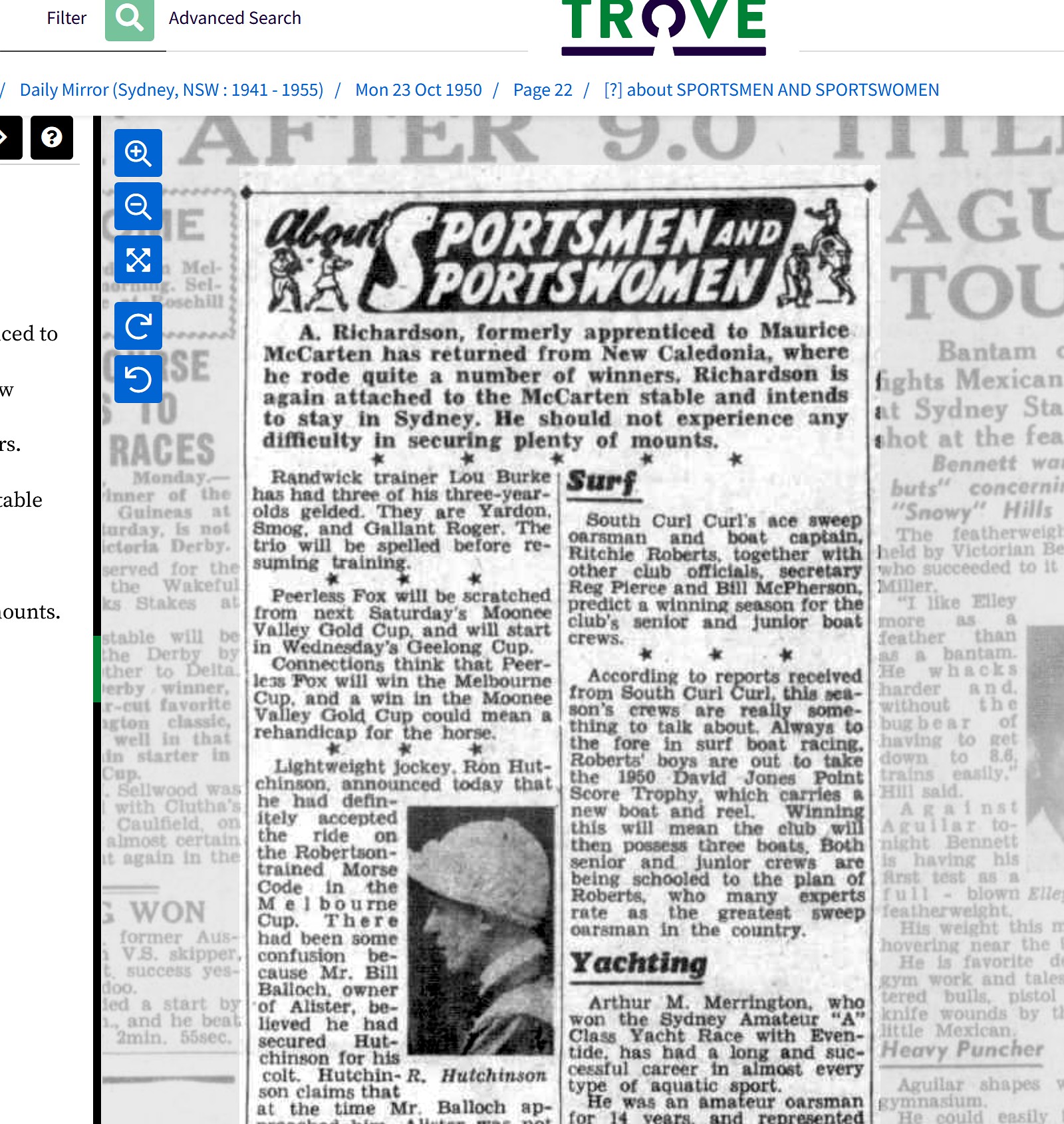 Daily Mirror, 23 October 1950. Mrs J Wall of New South Wales, the Australian Croquet Council's first president, and another woman recorded by her husband's initial.