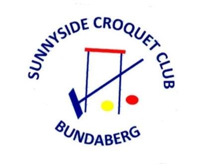 Sunnyside Croquet Club Bundaberg logo featuring mallet, hoop, and balls