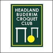Headland Buderim Croquet Club logo featuring white hoops and yellow ball on green background