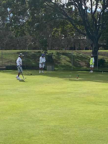 Players and officials at the Croquet Australia Bronze Medal event at Eildon Croquet Club.