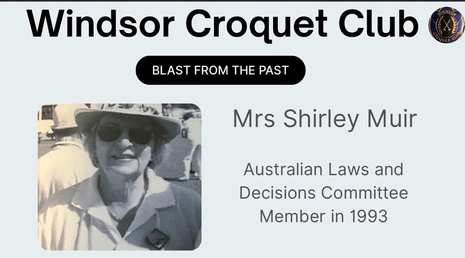 Windsor: Windsor Croquet Club thanks Shirley Muir for service