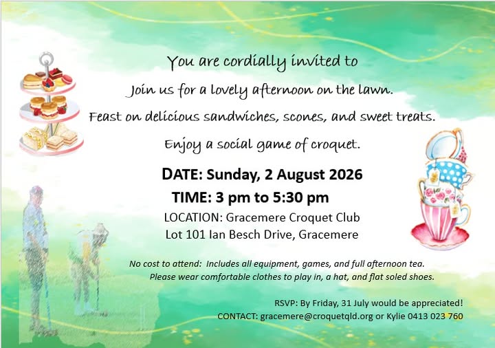 Gracemere: Join Gracemere Croquet Club for a Chat and a Cuppa