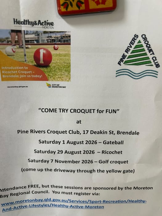 Pine Rivers: Gateball Come and Try This Saturday at Pine Rivers