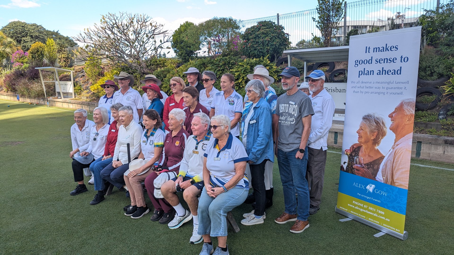 The group assembled on the East Brisbane lawns.