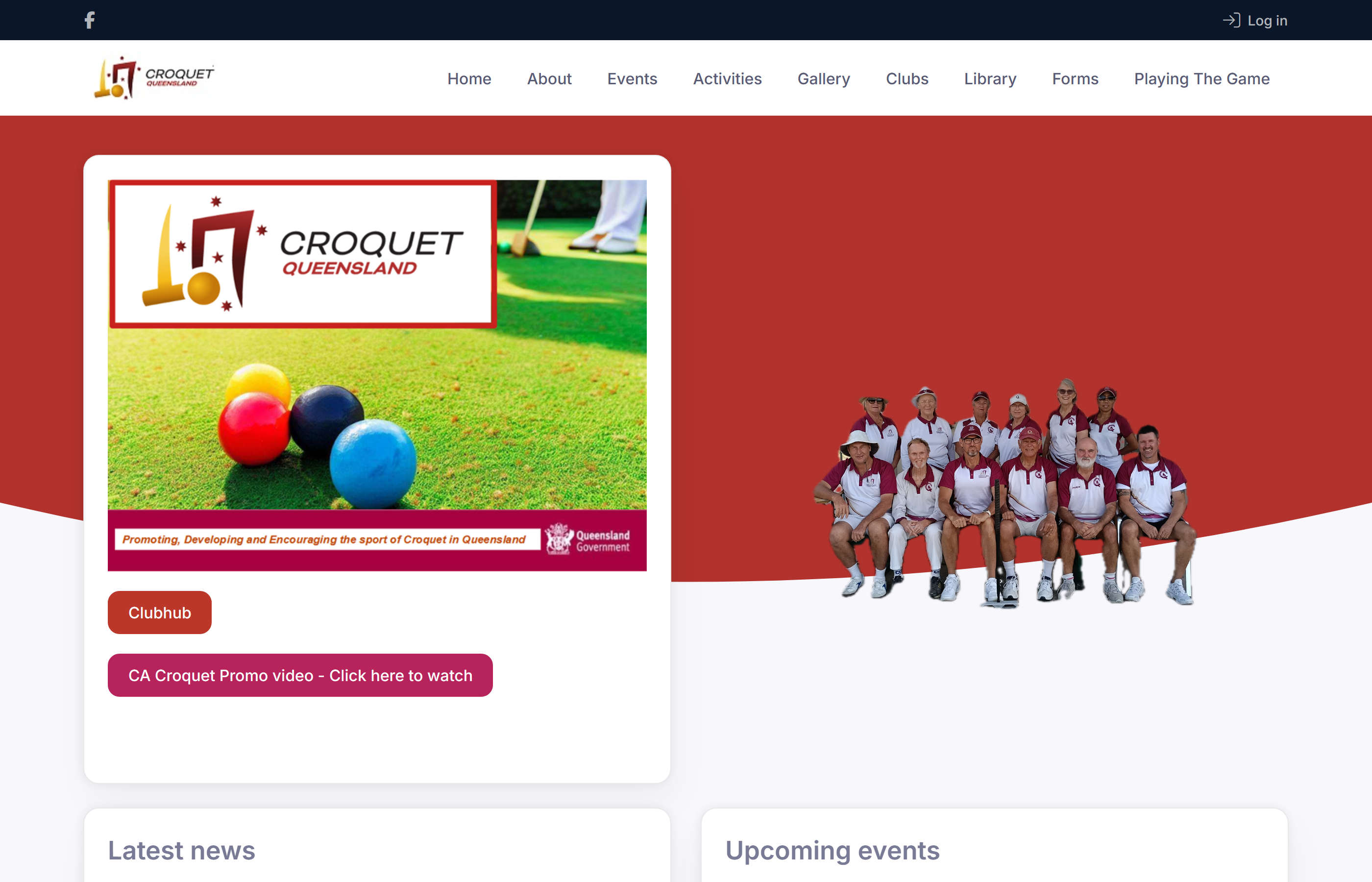 The current croquetqld.org homepage, thin and generic to a search engine.