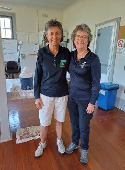 Photo at Right:- Beth and Ann played in the Windsor Doubles in August and came a credible second in the top division.
