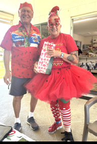 Photo right:- President, Howard with our Best Dressed, Annie