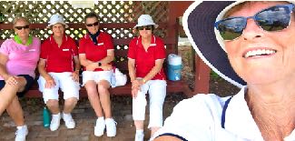 Photo right:- Casino girls watch after completing their session. Leonie, Mary, June and Bev with Deborah (Lismore Club Captain)