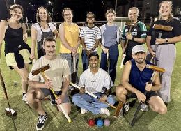 A social group of younger people who booked the Broadbeach court for a game of croquet.